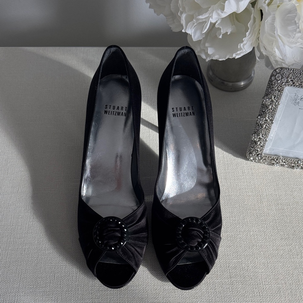 NEW Stuart Weitzman Black Peep Toe Pumps